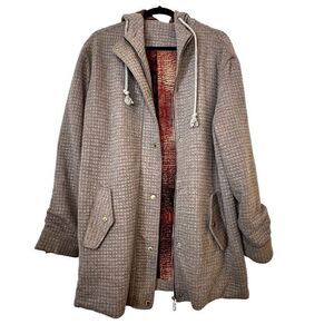 Whitney Eve Full Zip Drawstring Hood Mid-Length Lightweight Brown Jacket